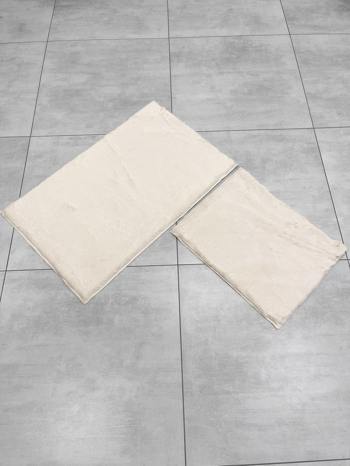 Набор ковриков для ванной и туалета Gokyildiz Fluffy 50x80+40x50 (Cream) — фото 2