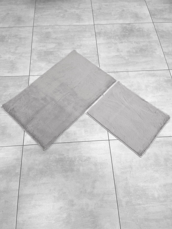 Набор ковриков для ванной и туалета Gokyildiz Fluffy 50x80+40x50 (Grey) — фото 2