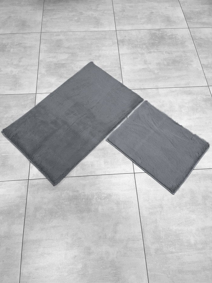 Набор ковриков для ванной и туалета Gokyildiz Fluffy 60x100+50x60 (Anthracite) — фото 2