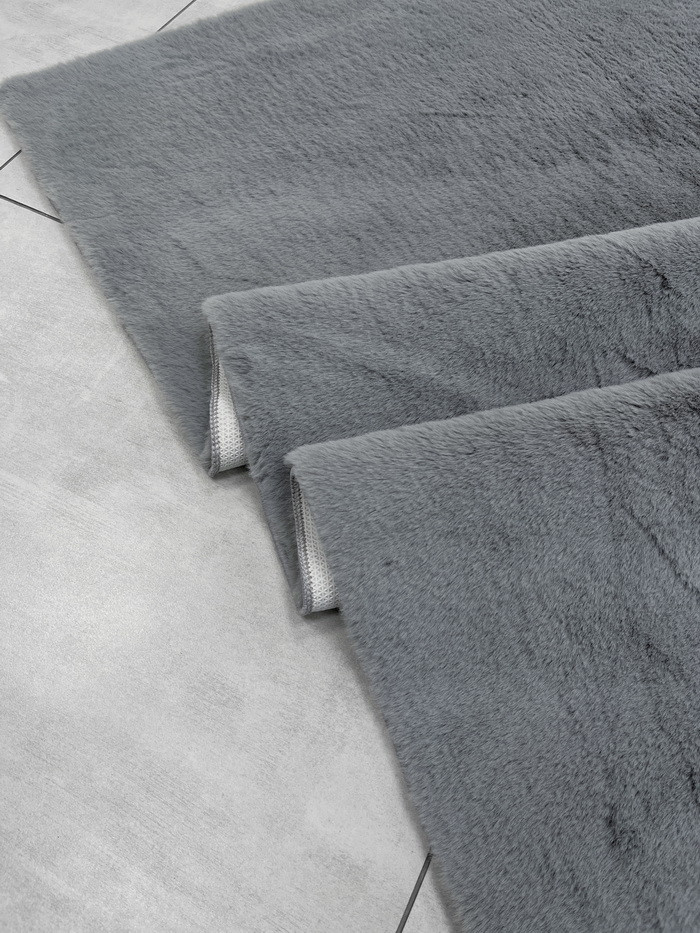 Набор ковриков для ванной и туалета Gokyildiz Fluffy 60x100+50x60 (Anthracite) — фото 3