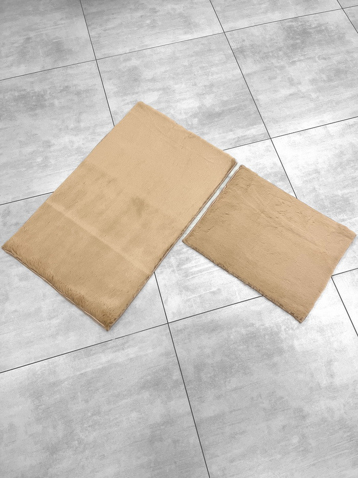 Набор ковриков для ванной и туалета Gokyildiz Fluffy 60x100+50x60 (Beige) — фото 2