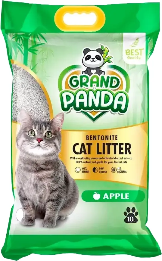 Наполнитель для туалета GRAND PANDA Бентонитовый Яблоко (10л)