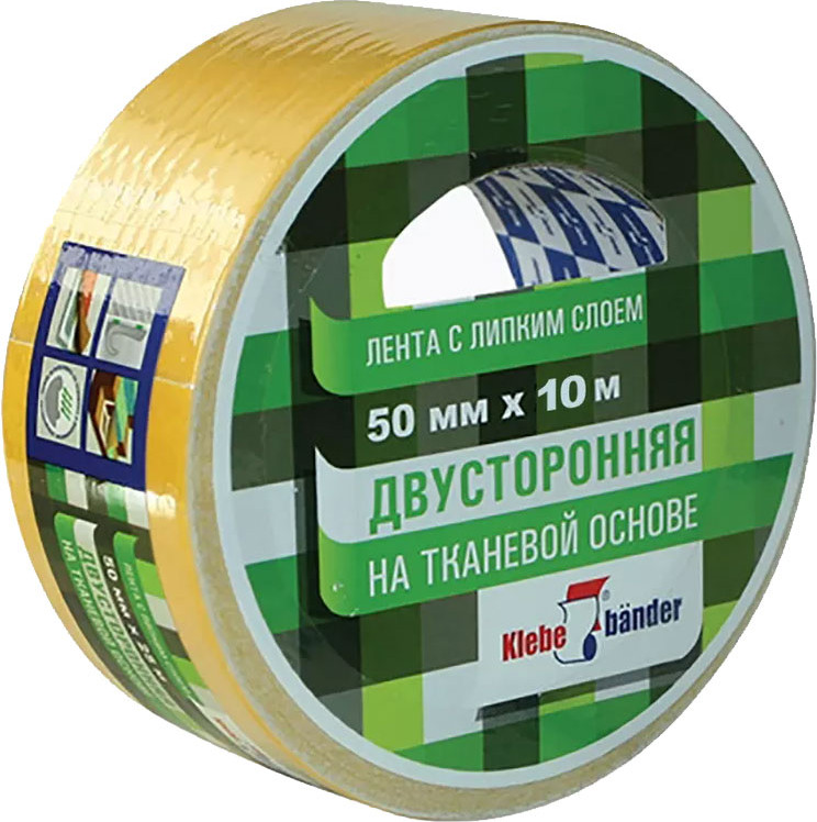 Скотч двухсторонний Klebebander Тканевый 50ммx10м (в и/у)