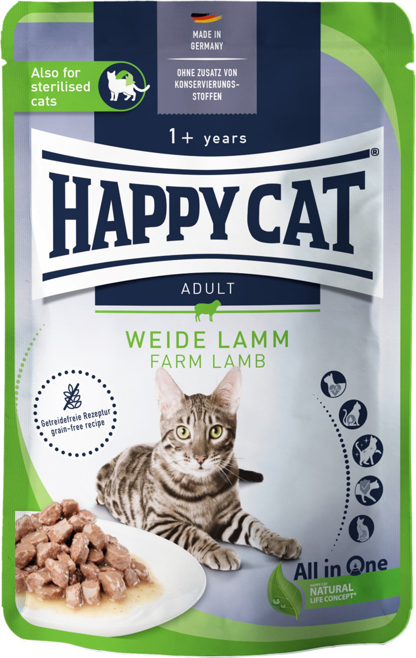 Влажный корм для кошек Happy Cat Weide Lamm ягненок (20х85г)