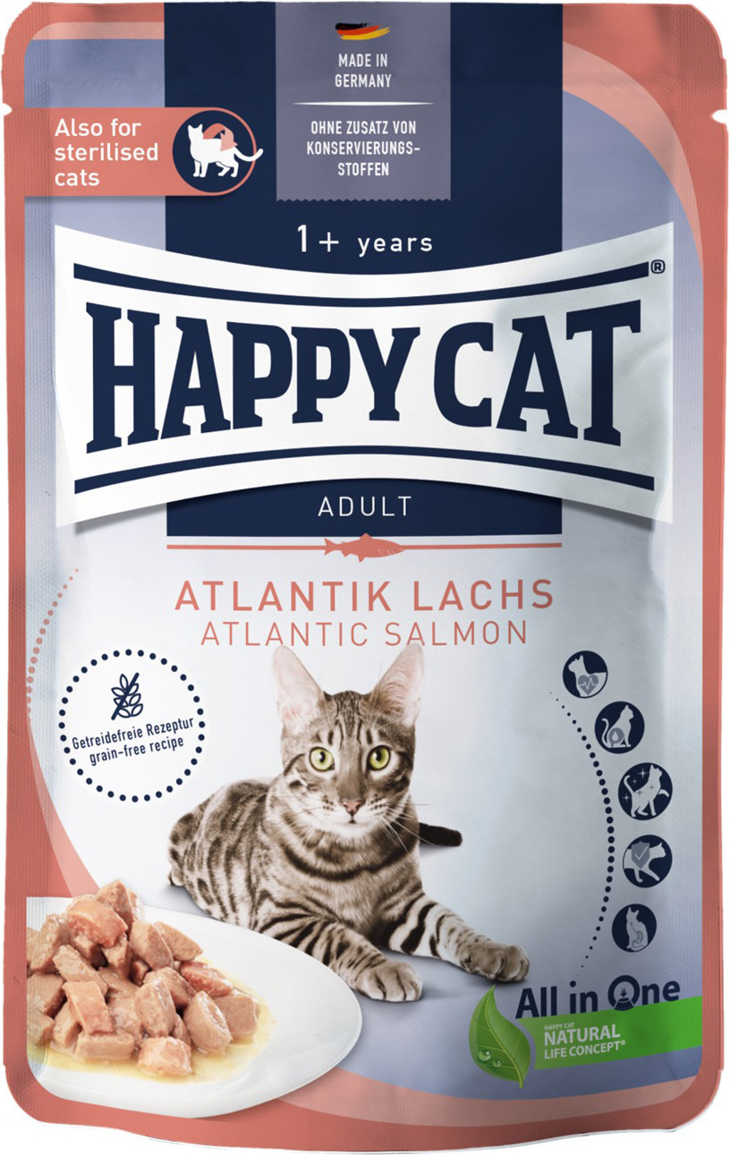 Влажный корм для кошек Happy Cat Atlantik Lachs атлантический лосось (20х85г)