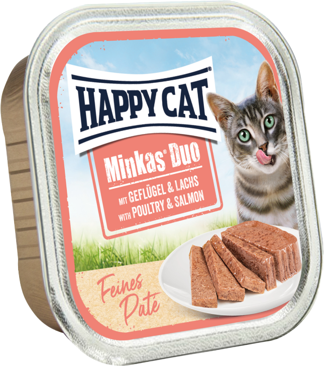 Влажный корм для кошек Happy Cat Minkas Duo Паштет из птицы и лосося (16х100г) — фото 2
