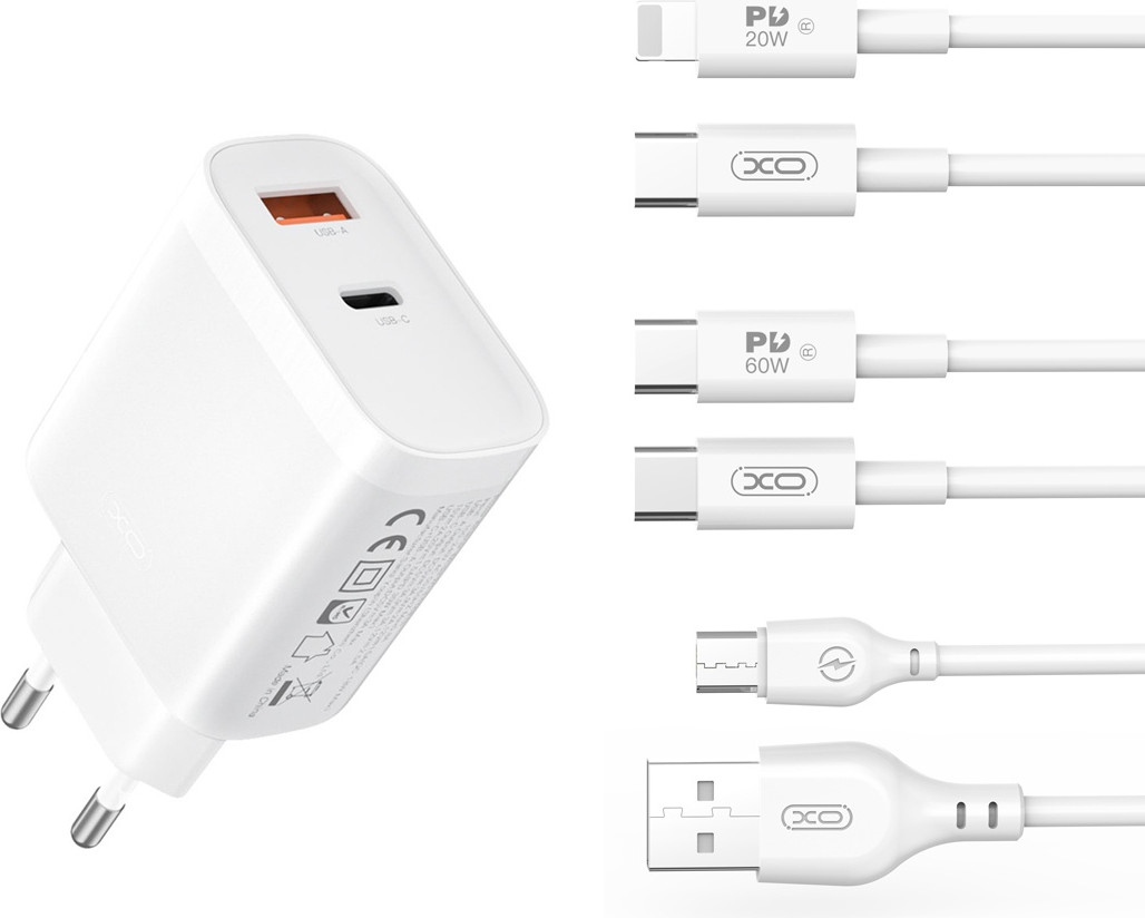 Адаптер питания сетевой XO L116 PD30WQC18W 1USB-C+1USB-A — фото 4
