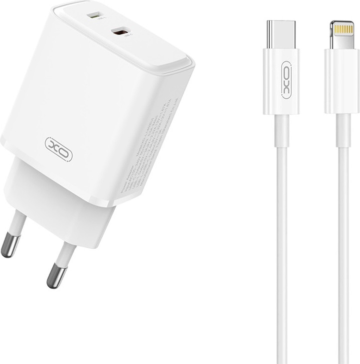 Зарядное устройство сетевое XO USB-C+L 20 Вт C-iP L145-C (с кабелем)