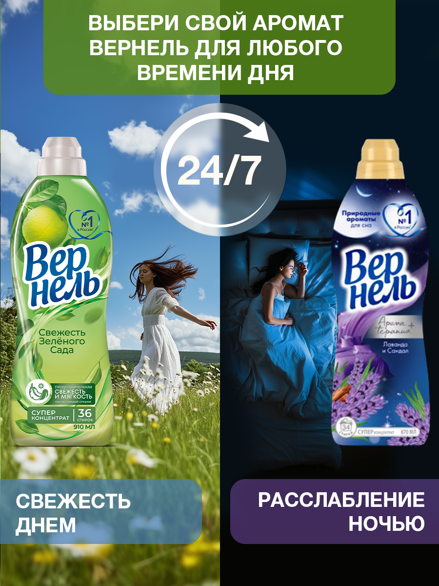 Кондиционер для белья Вернель Свежесть Зеленого Сада (910мл) — фото 5
