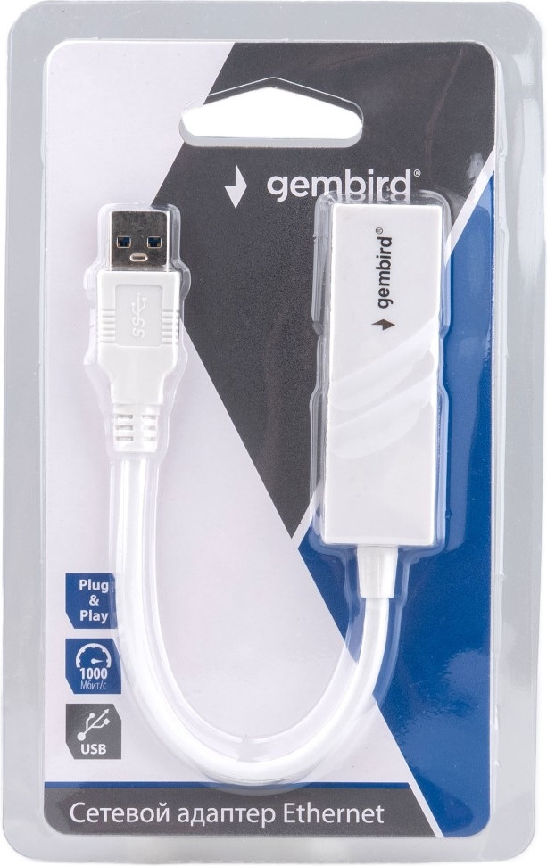 Сетевой адаптер Gembird/Cablexpert NIC-U11 USB 3.0 Gigabit Ethernet adapter / RTL8153 (белый) — фото 4