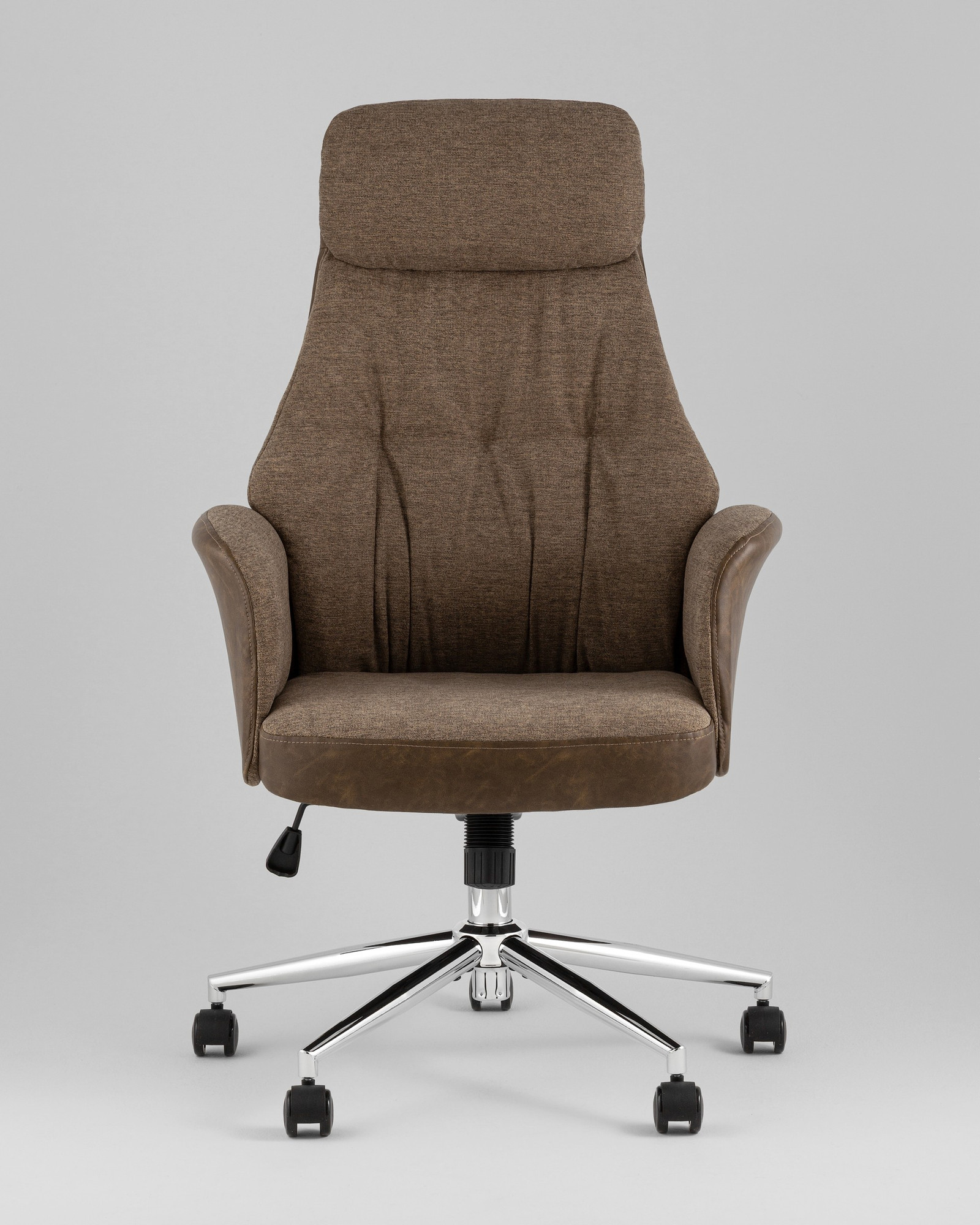 Кресло офисное TopChairs Neoma (коричневая экокожа/ткань) — фото 3