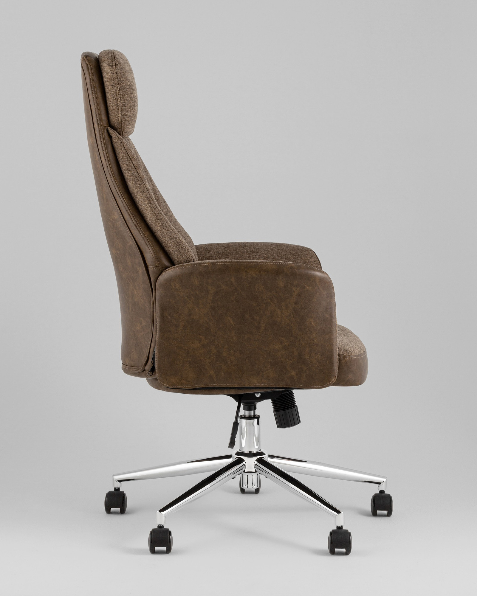 Кресло офисное TopChairs Neoma (коричневая экокожа/ткань) — фото 2