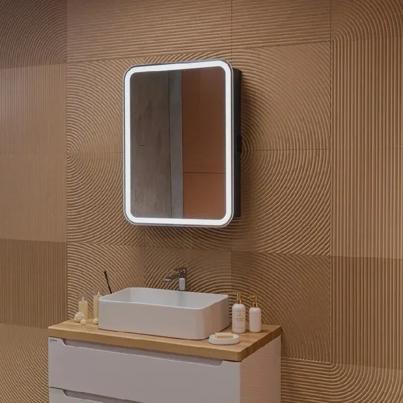 Шкаф с зеркалом для ванной Silver Mirrors Фиджи-Антрацит Flip 60 ИК / LED-00003042 — фото 4