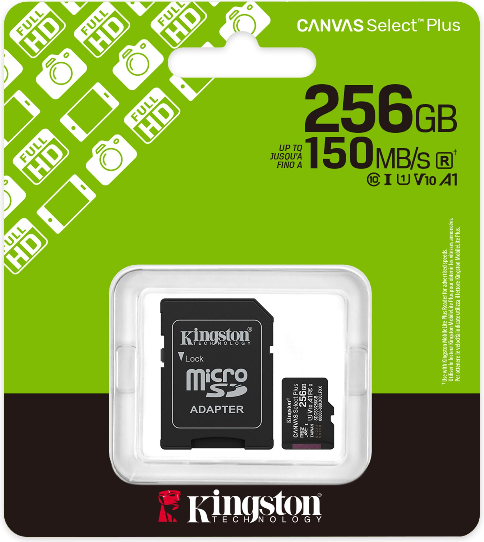 Карта памяти Kingston Canvas Select Plus MicroSDXC SDCS3/256GB (с адаптером) — фото 3