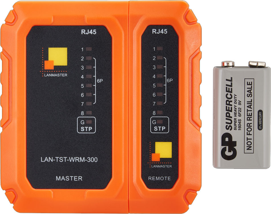 Кабельный тестер Lanmaster LAN-TST-WRM-300 (оранжевый/черный) — фото 2