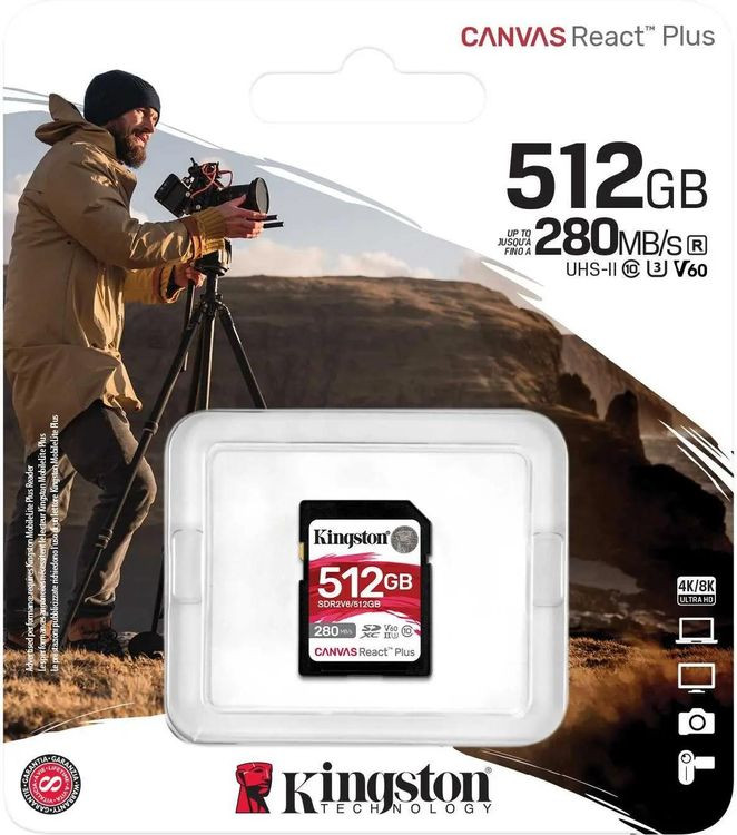 Карта памяти Kingston Canvas React Plus SDXC 512GB (SDR2V6/512GB) — фото 3