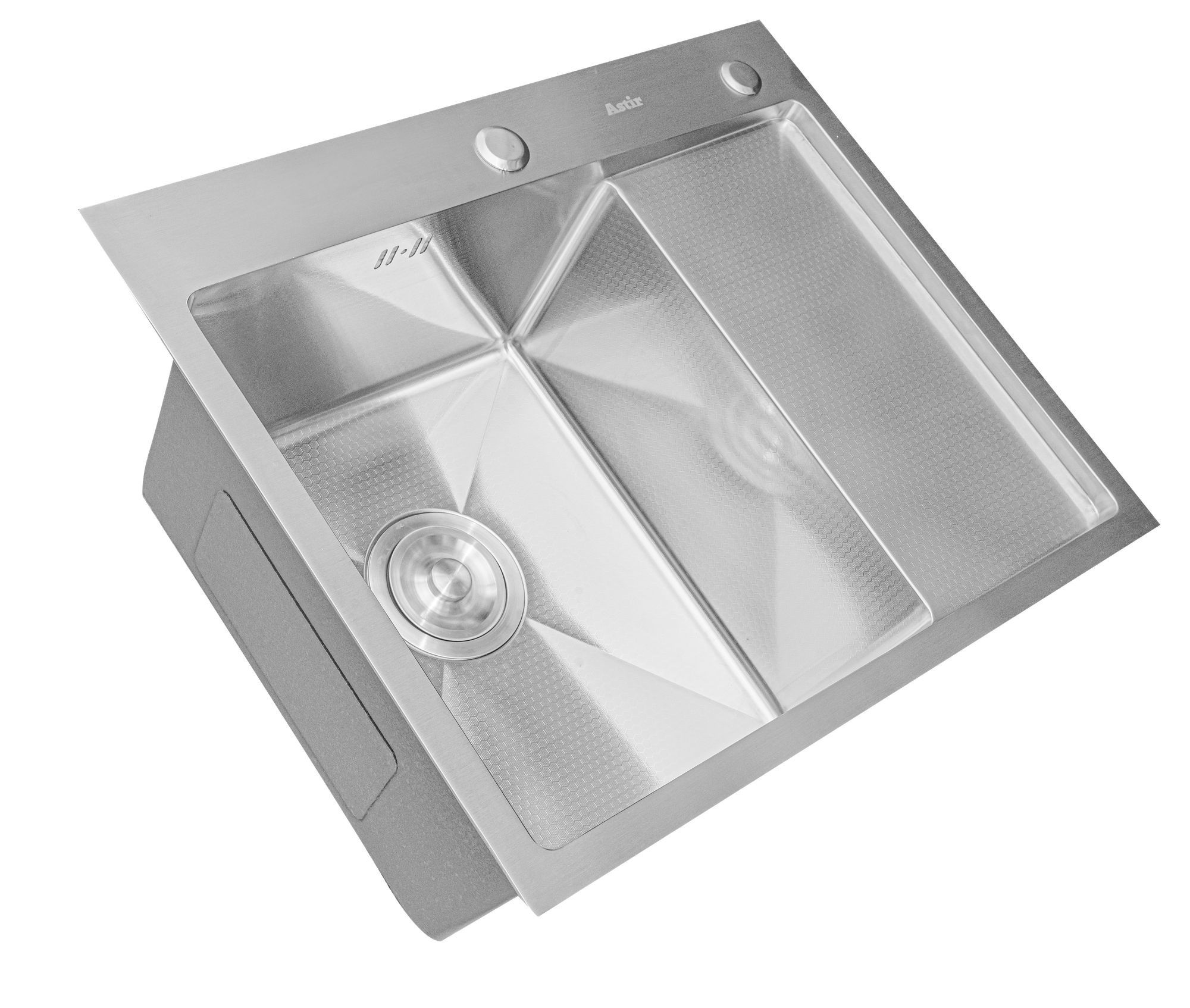 Мойка кухонная Astir Decor Satin C58x48L (с сифоном, дозатором и коландером) — фото 3