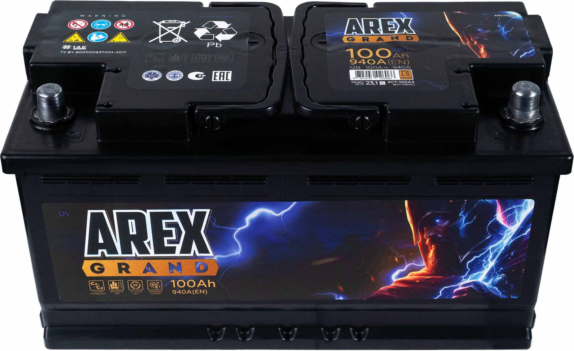 Автомобильный аккумулятор AREX Grand R+ / ARG1000S (100 А/ч) — фото 2