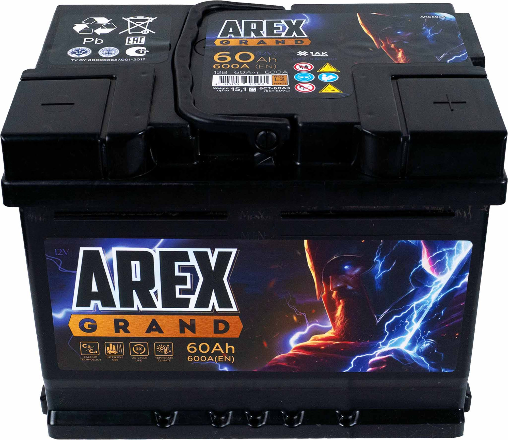 Автомобильный аккумулятор AREX Grand R+ / ARG600S (60 А/ч) — фото 2
