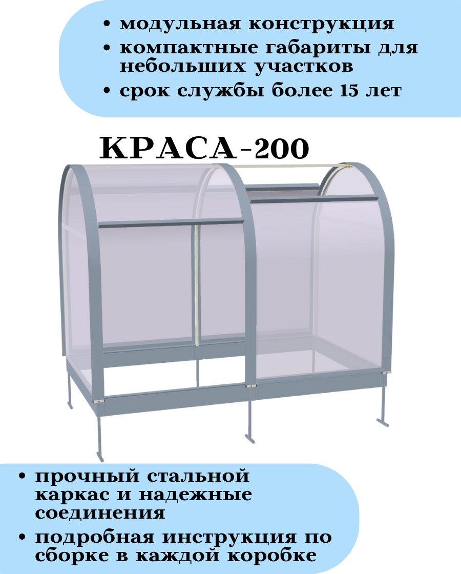 Теплица КРАСА Мини Краса-200 200x120x150см — фото 3