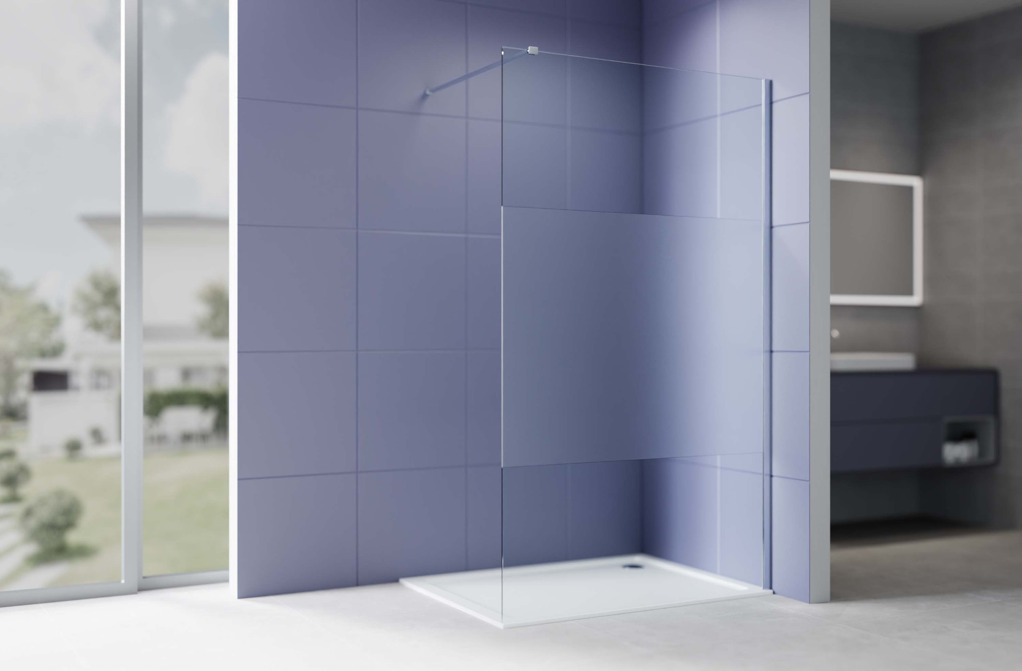 Душевая стенка Aquatek Walk in с держателем 140x200 / AQ.WI.140.3CH (хром/прозрачное стекло) — фото 2