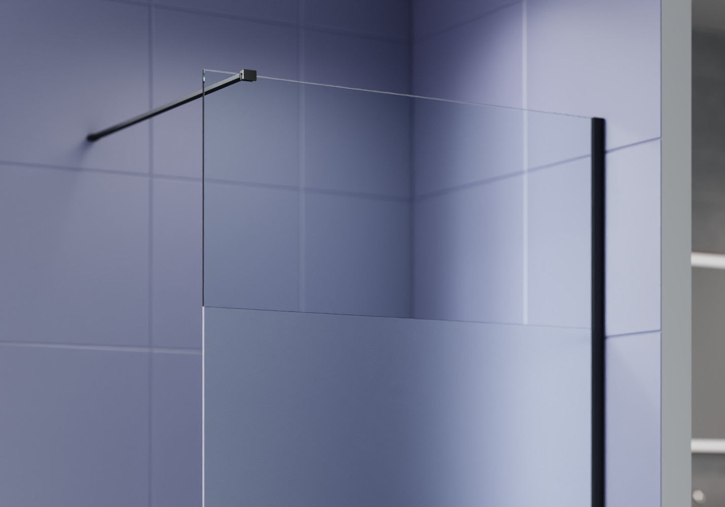 Душевая стенка Aquatek Walk in с держателем 100x200 / AQ.WI.100.3BL (черный/прозрачное стекло) — фото 3