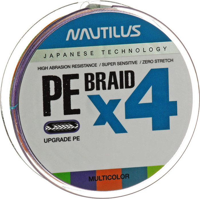 Леска плетеная NAUTILUS Braid X4 Multicolour d-0.18 13.2кг 2.0PE 135м / 06-42302719