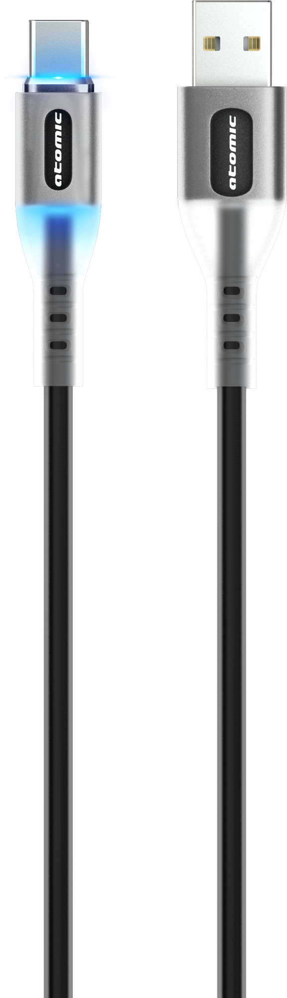 Кабель Atomic Ledit USB-A-USB-C 3A LED / 30.368 (1.2м, черный)