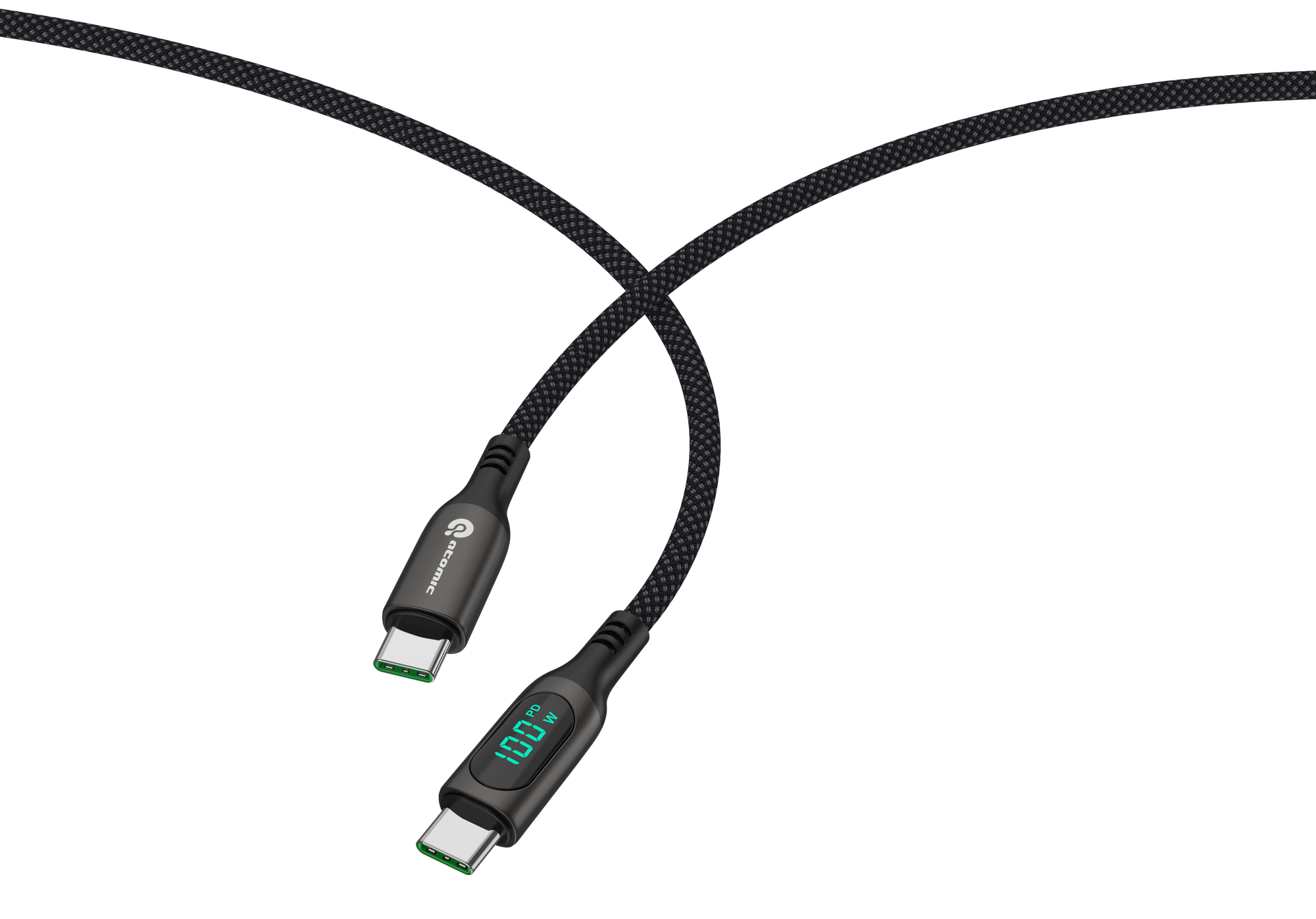 Кабель Atomic WOW100 USB-C-USB-C PD 100W 5A / 30.391 (1.5м, черный) — фото 3
