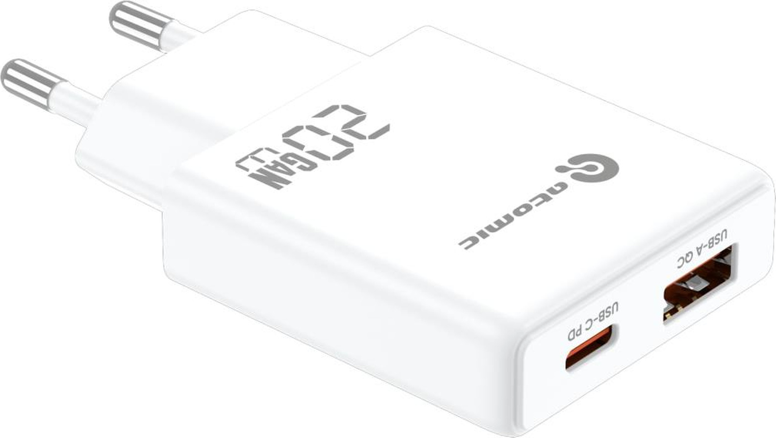 Зарядное устройство сетевое Atomic Blade G203 GAN 20W USB (A+C) с кабелем USB С-L / 10.208 (белый) — фото 4