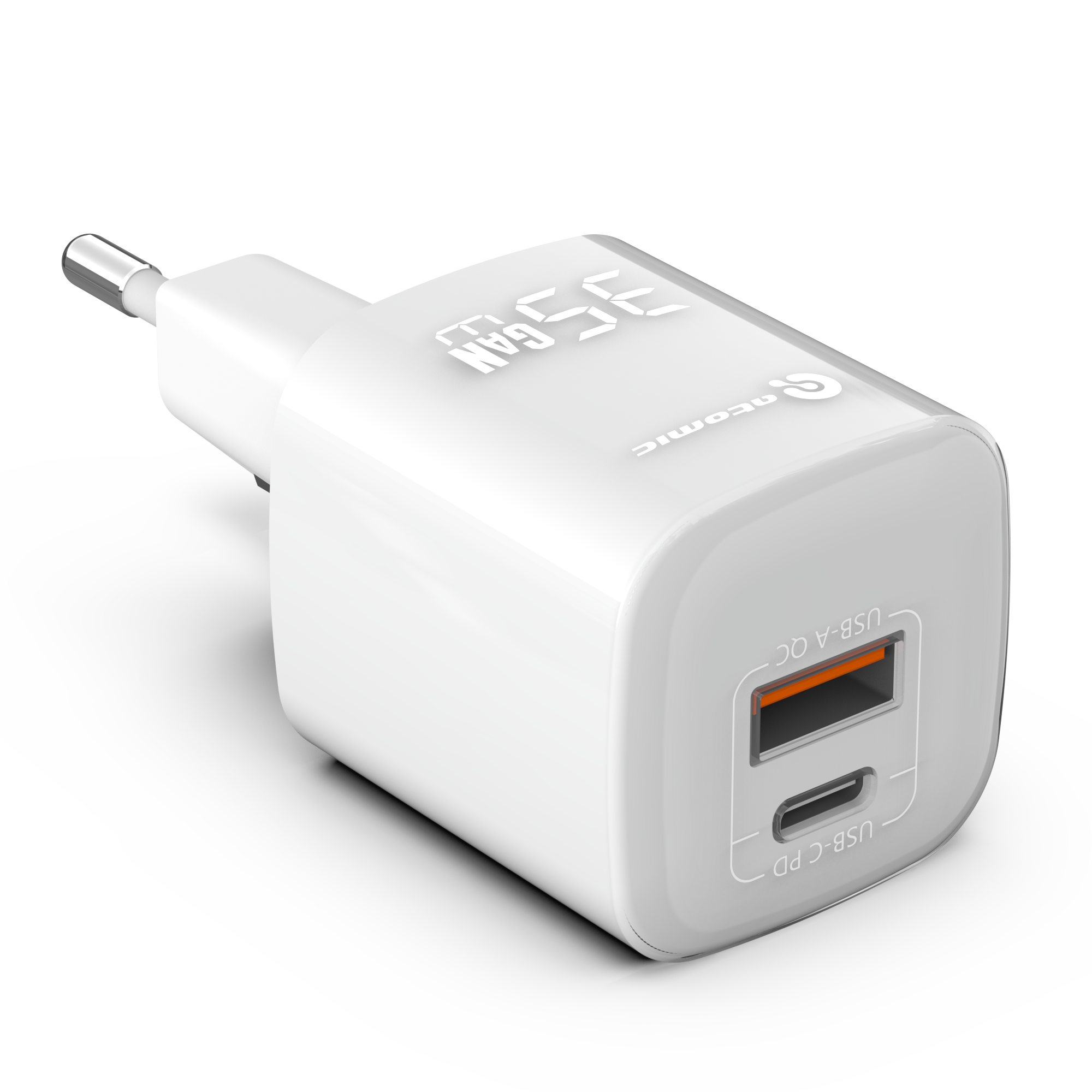 Зарядное устройство сетевое Atomic Crystal G351 GAN 35W USB A+C с кабелем USB С-С / 10.194 (белый) — фото 3