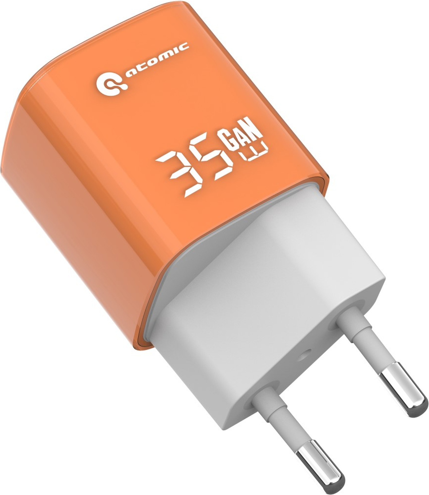 Зарядное устройство сетевое Atomic Crystal G351 GAN 35W USB A+C с кабелем USB С-С / 10.197 (оранжевый) — фото 5