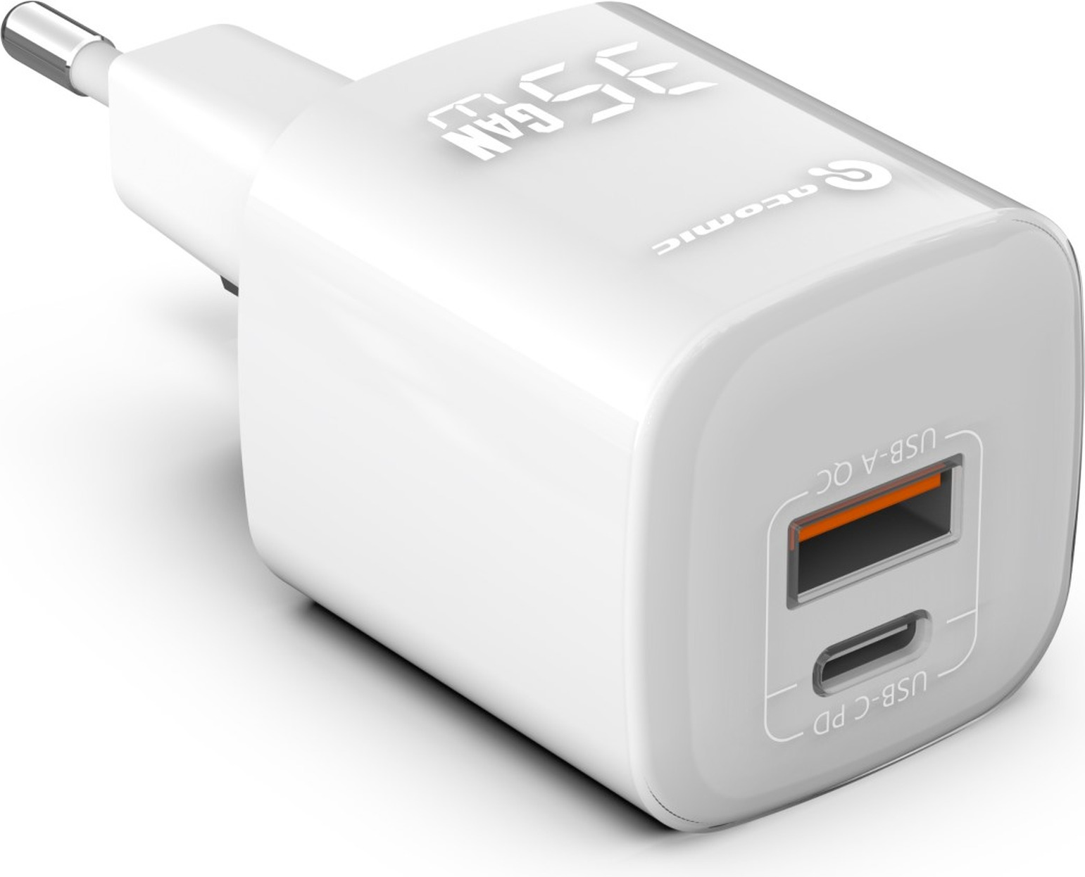 Адаптер питания сетевой Atomic Crystal G351 GAN 35W USB A+C / 10.193 (белый) — фото 3