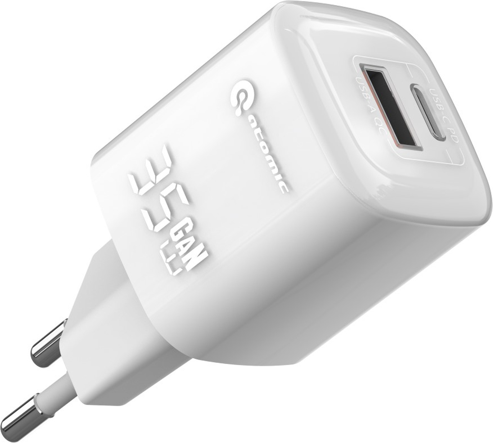 Адаптер питания сетевой Atomic Crystal G351 GAN 35W USB A+C / 10.193 (белый) — фото 2
