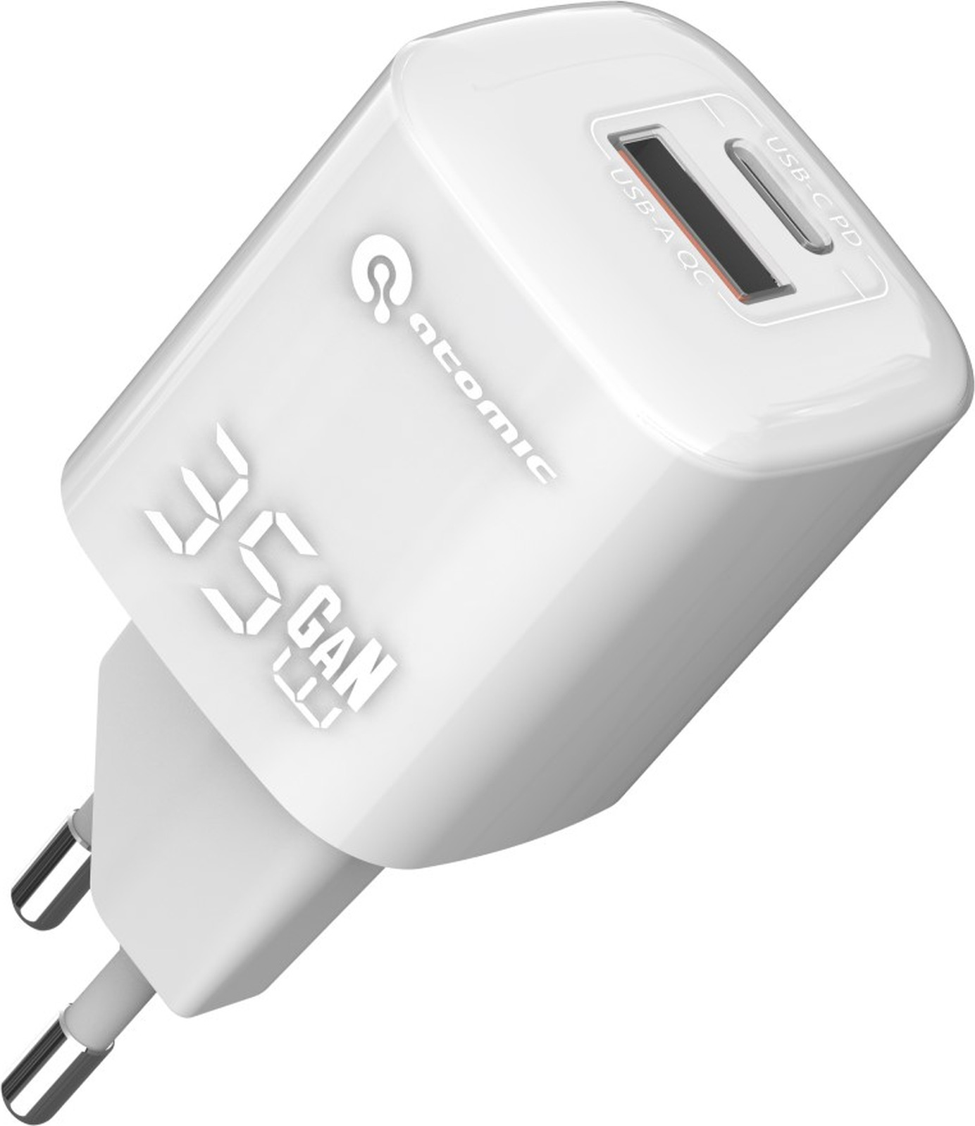 Адаптер питания сетевой Atomic Crystal G351 GAN 35W USB A+C / 10.193 (белый)