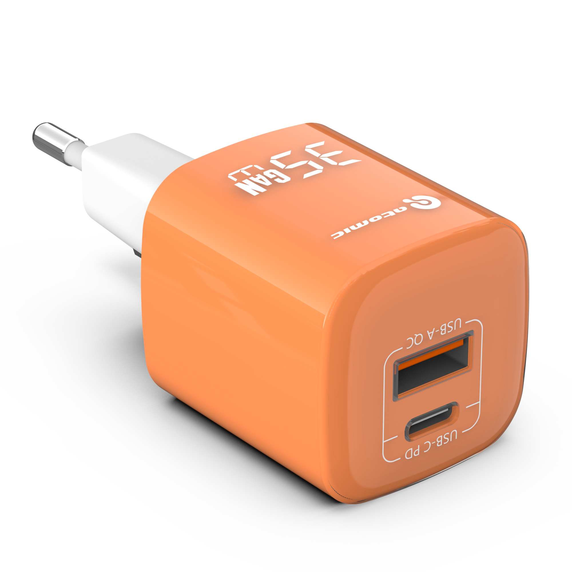 Адаптер питания сетевой Atomic Crystal G351 GAN 35W USB A+C / 10.196 (оранжевый) — фото 3
