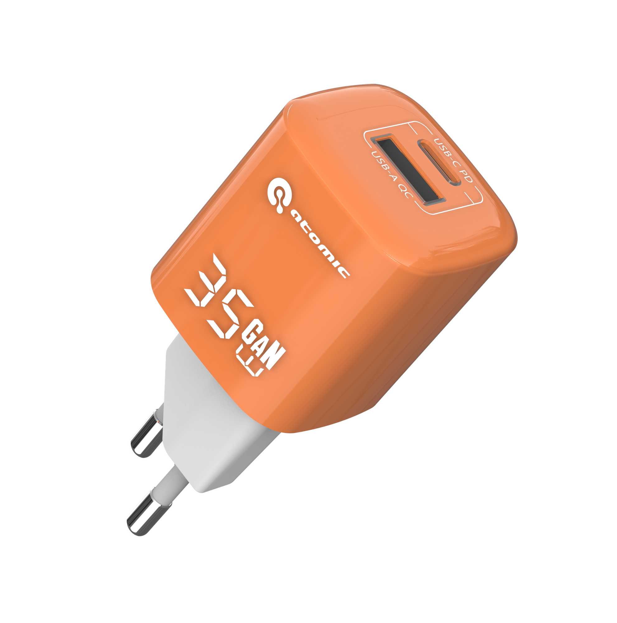 Адаптер питания сетевой Atomic Crystal G351 GAN 35W USB A+C / 10.196 (оранжевый)