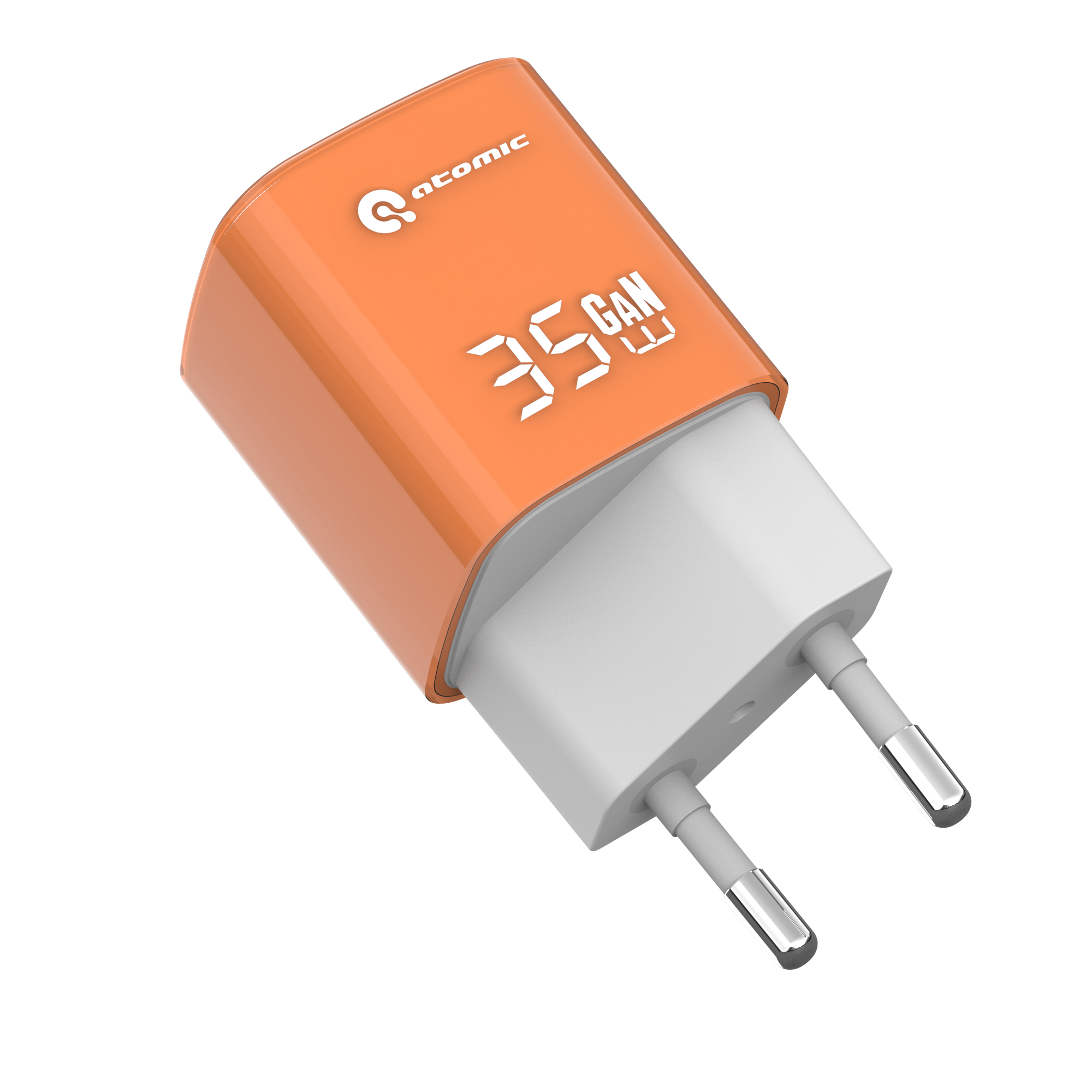 Адаптер питания сетевой Atomic Crystal G351 GAN 35W USB A+C / 10.196 (оранжевый) — фото 2