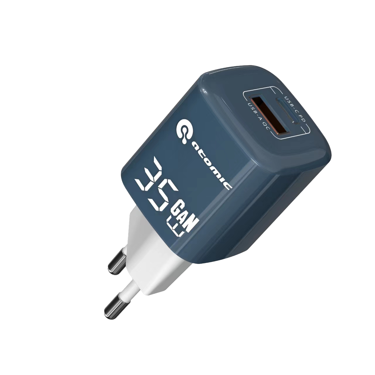 Адаптер питания сетевой Atomic Crystal G351 GAN 35W USB A+C / 10.191 (синий)