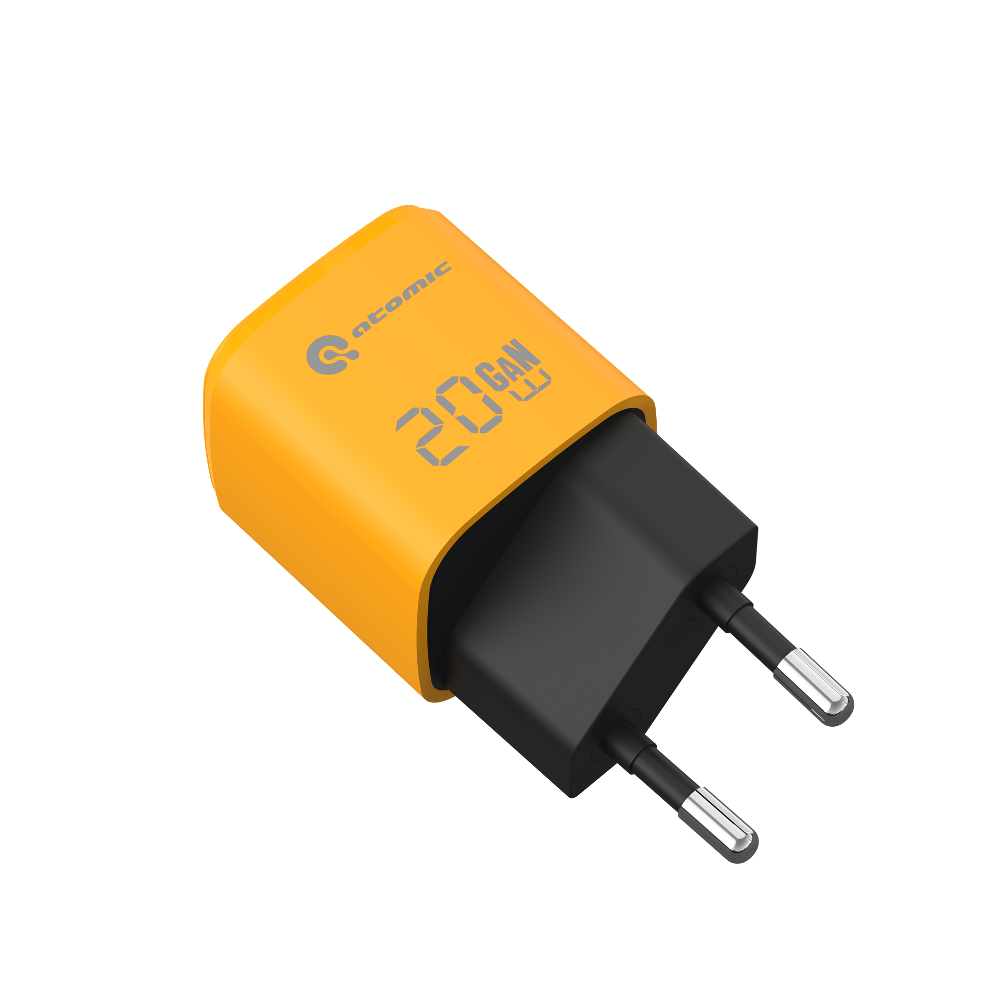 Адаптер питания сетевой Atomic UniQ G201 GAN 20W USB A+C / 10.182 (желтый) — фото 2