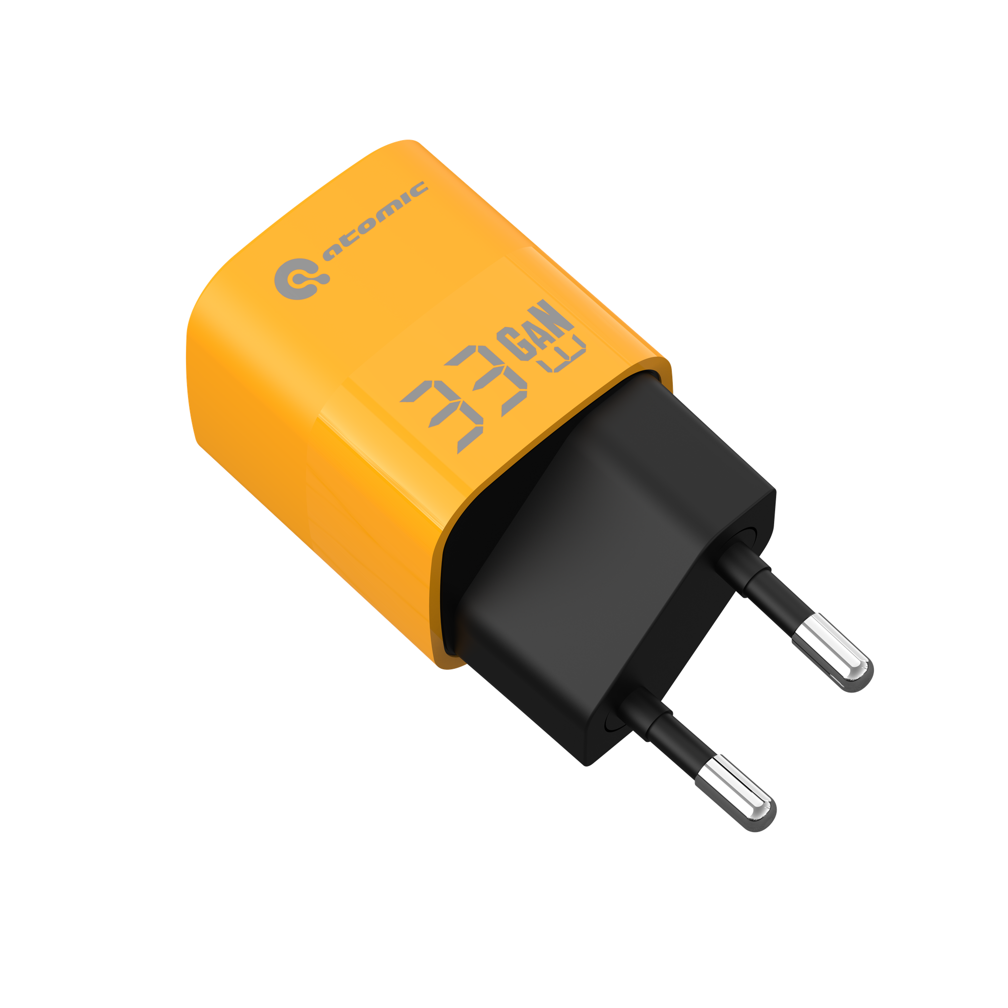 Зарядное устройство сетевое Atomic UniQ G331 GAN 33W USB A+C с кабелем USB С-L / 10.186 (желтый) — фото 2