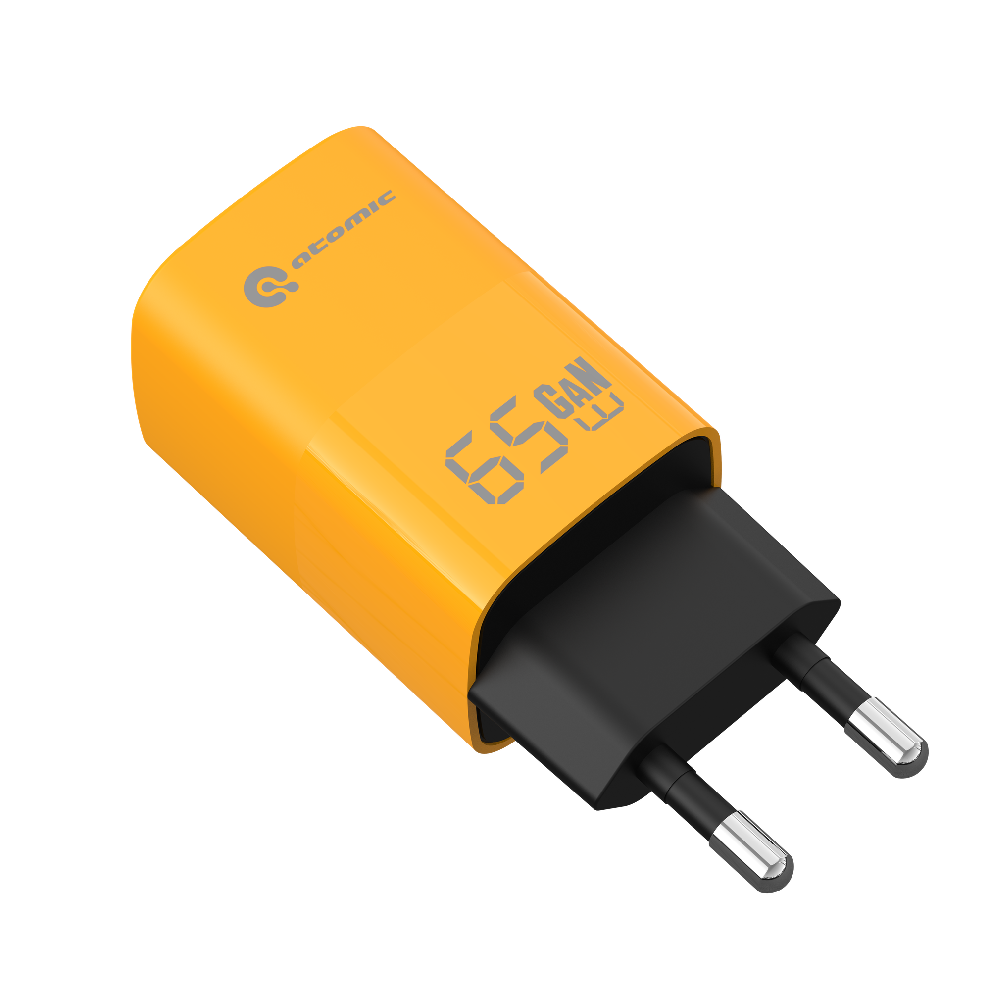 Адаптер питания сетевой Atomic UniQ G651 GAN 65W USB A+C / 10.187 (желтый) — фото 2