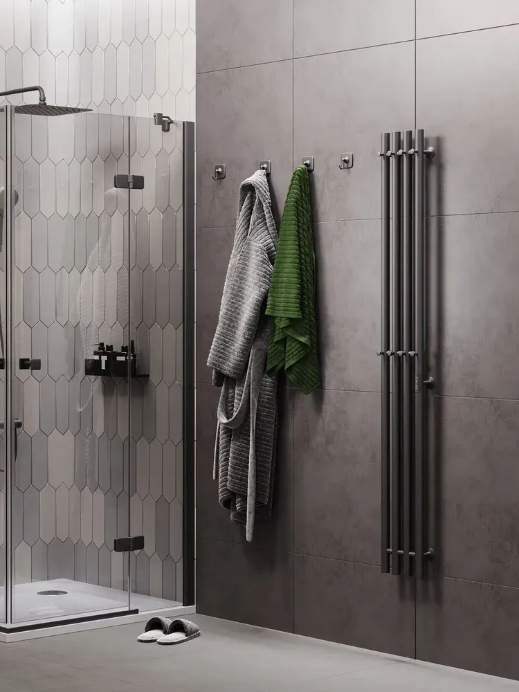 Полотенцесушитель электрический Маргроид Ferrum Inaro 4 СНШ 150x6 8 крючков (графит, таймер справа) — фото 6