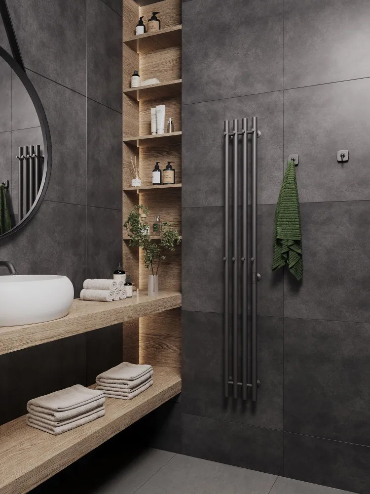 Полотенцесушитель электрический Маргроид Ferrum Inaro 4 СНШ 150x6 8 крючков (графит, таймер справа) — фото 3