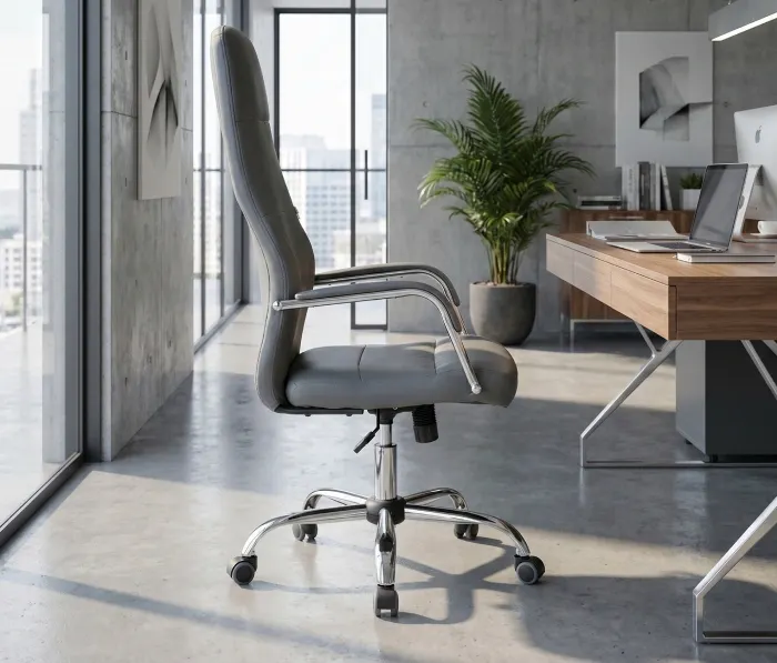 Кресло офисное King Style SHL-16-2 Glance PU Chrome (экокожа, серый) — фото 5