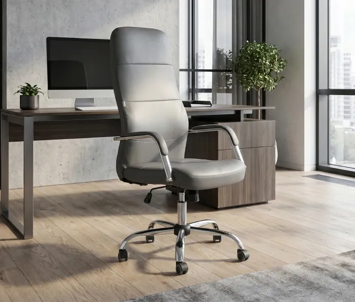 Кресло офисное King Style SHL-16-2 Glance PU Chrome (экокожа, серый) — фото 6