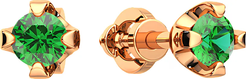 Серьги из розового золота ZORKA 3P2026.14K.R.ZZ (с изумрудами)