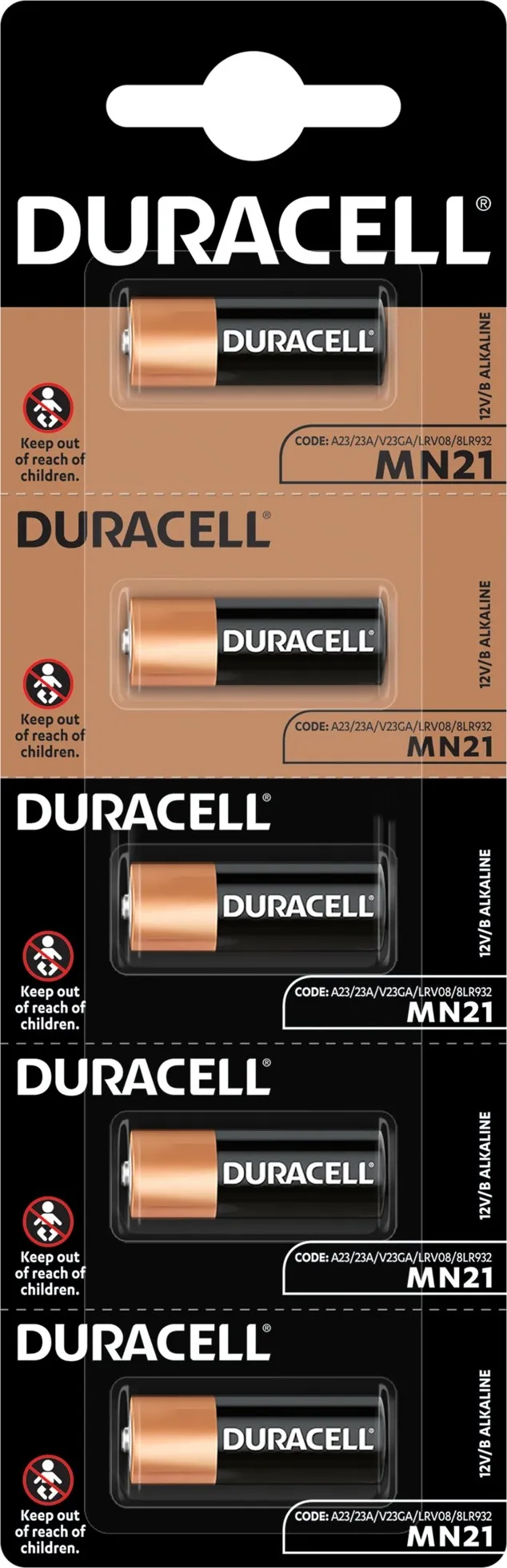 Комплект батареек Duracell A23 MN21 Alkaline 12V (5шт)