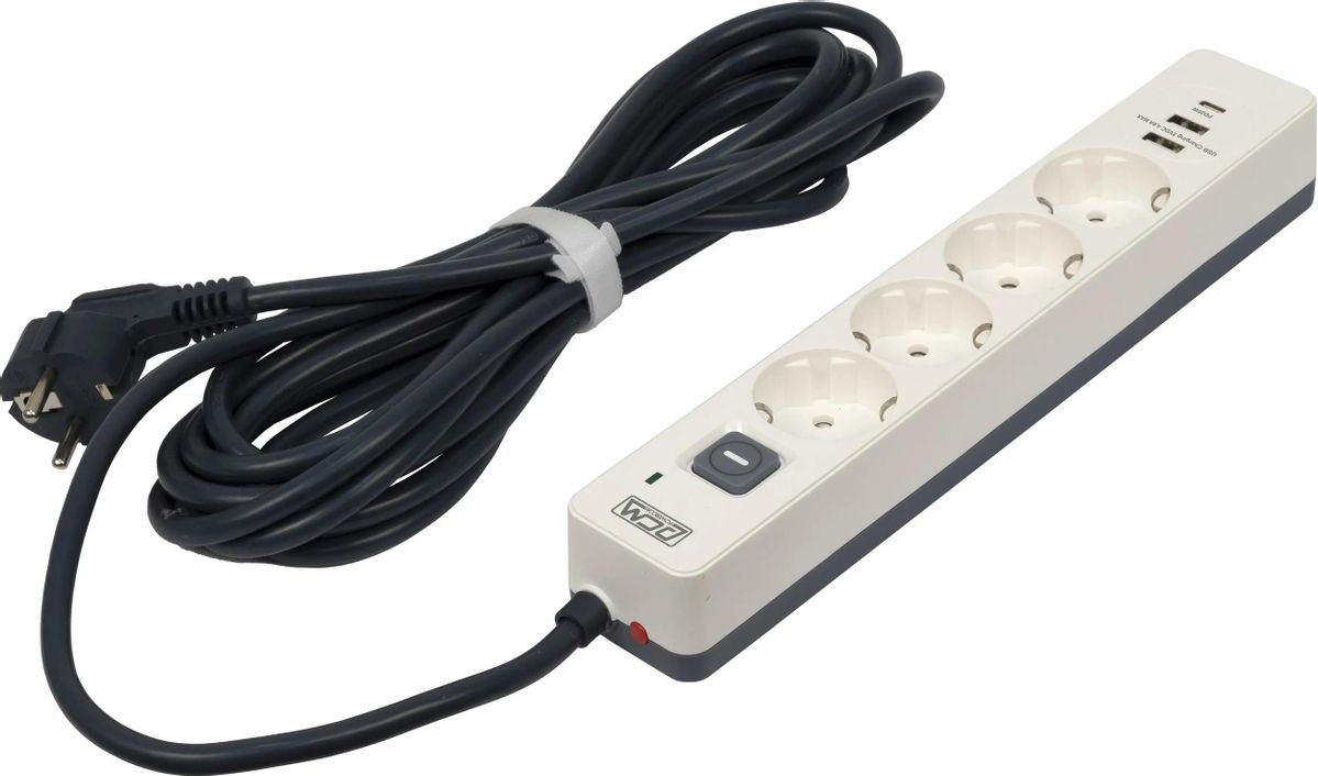 Сетевой фильтр Powercom SP-01 USB2A1CW 3.0М (3м, 4 розетки, белый/серый) — фото 5