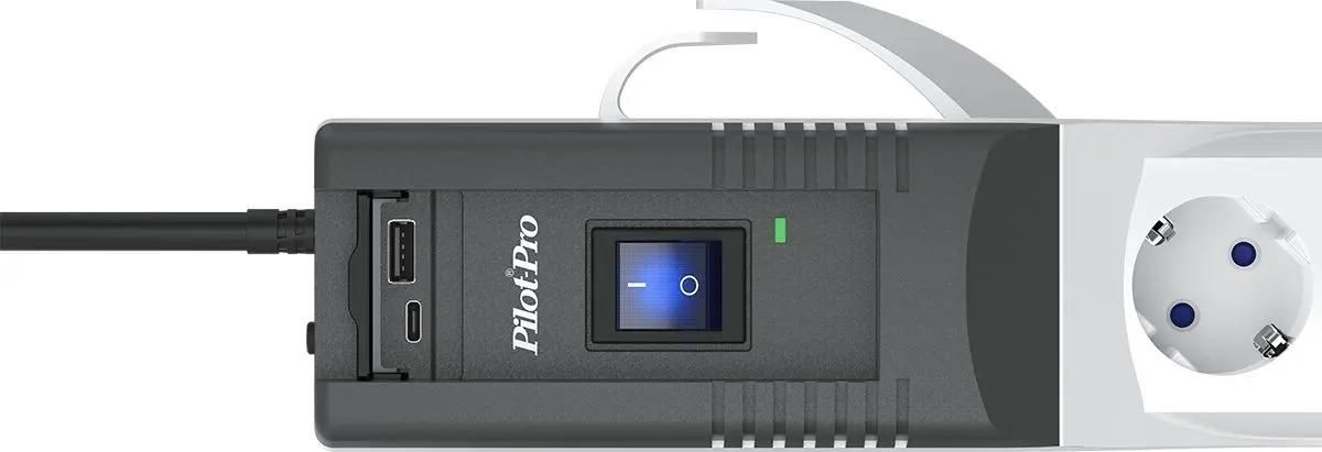 Сетевой фильтр Pilot Pro USB (3м, 6 розеток, серый) — фото 3